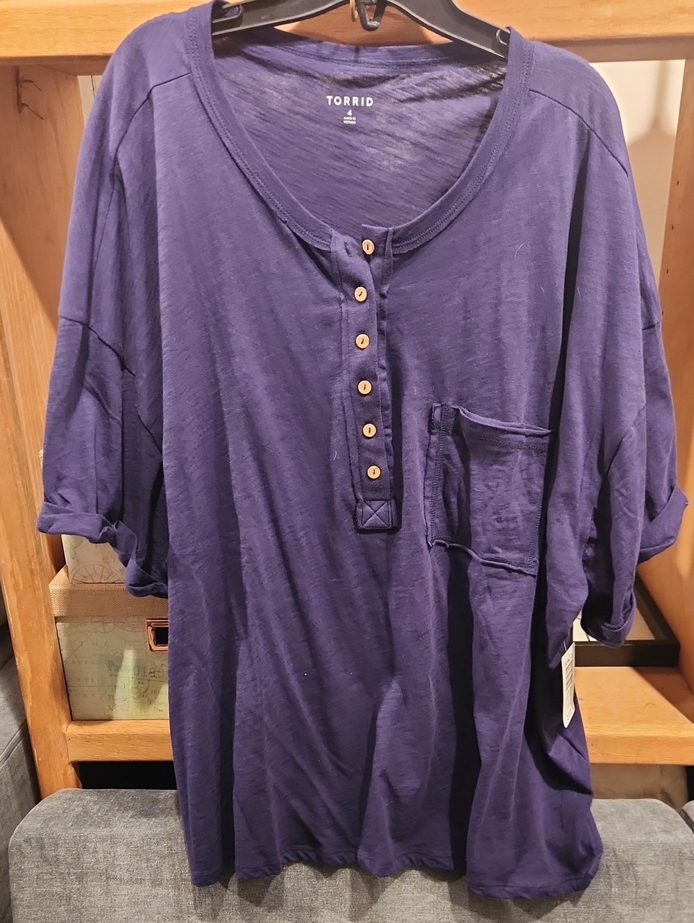 torrid Navy button-front pocket tee